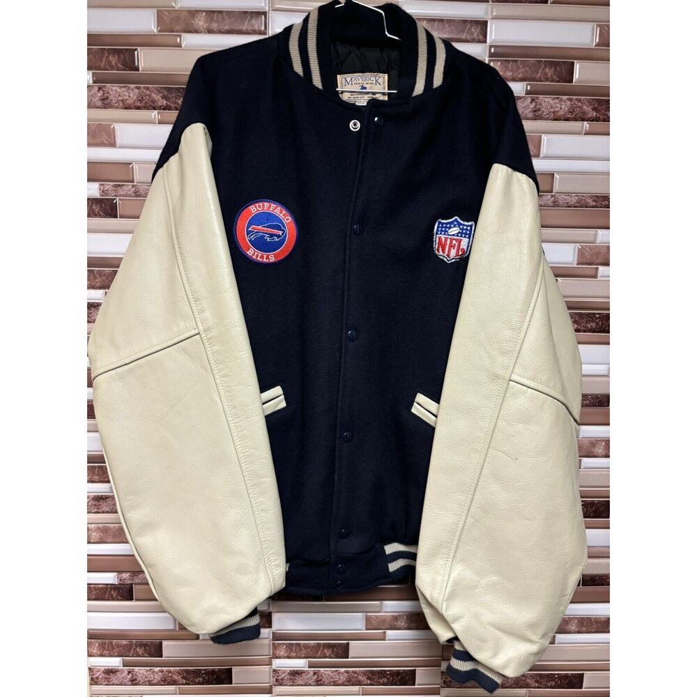 Vintage Maverick Letterman Jacket w/ BUFFALO BILLS Patches Sewed On Size XXL